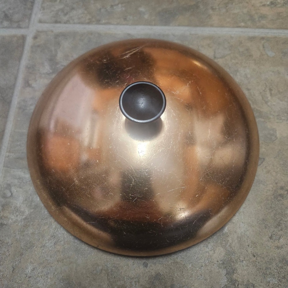 Copper Tone Round Domed Cookware Lid Black Knob Replacement Pot Pan Cover Only